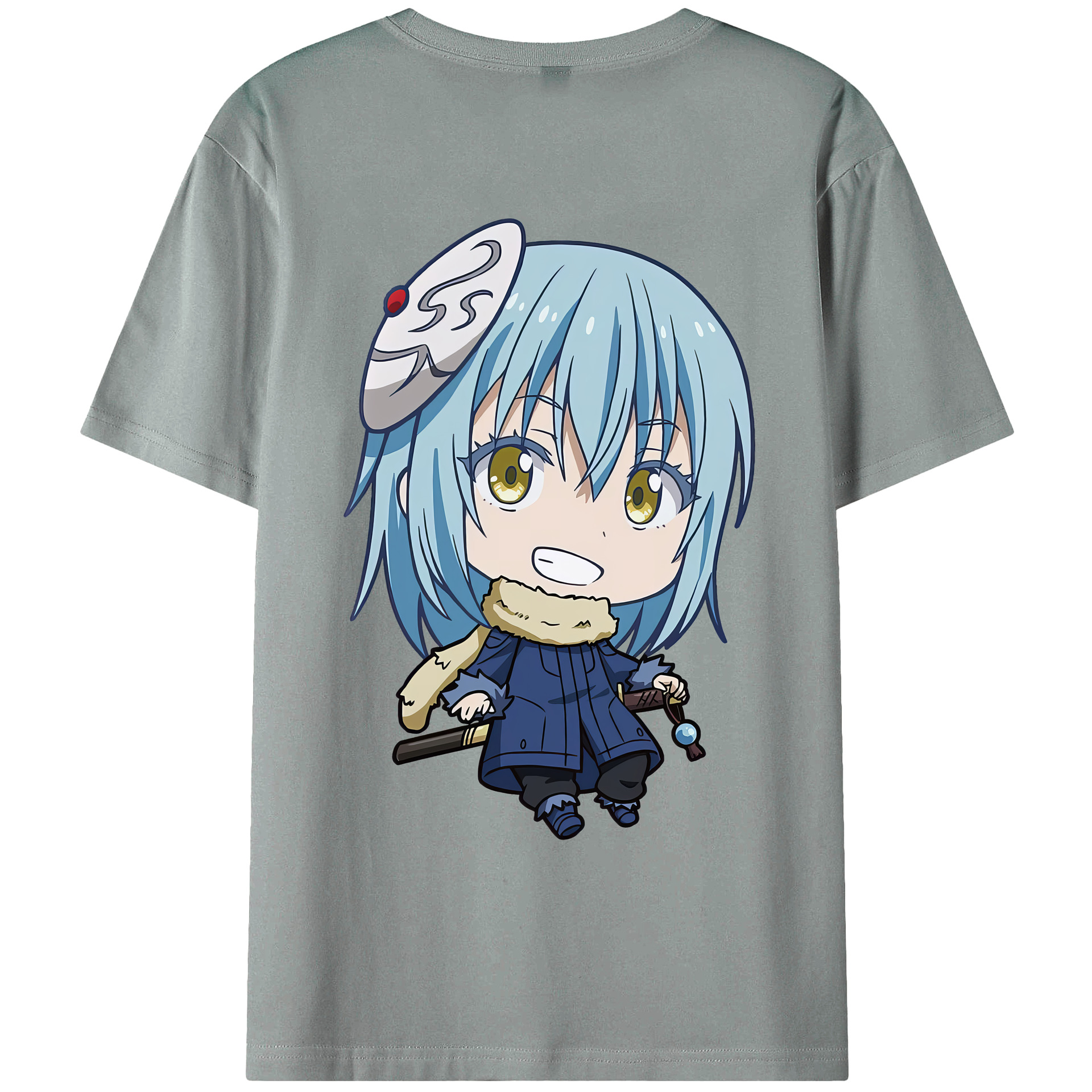 （画像用） 転スラ Regarding Reincarnated to Slime 綿100％ メンズ半袖Tシャツ（バックプリント） 通気性